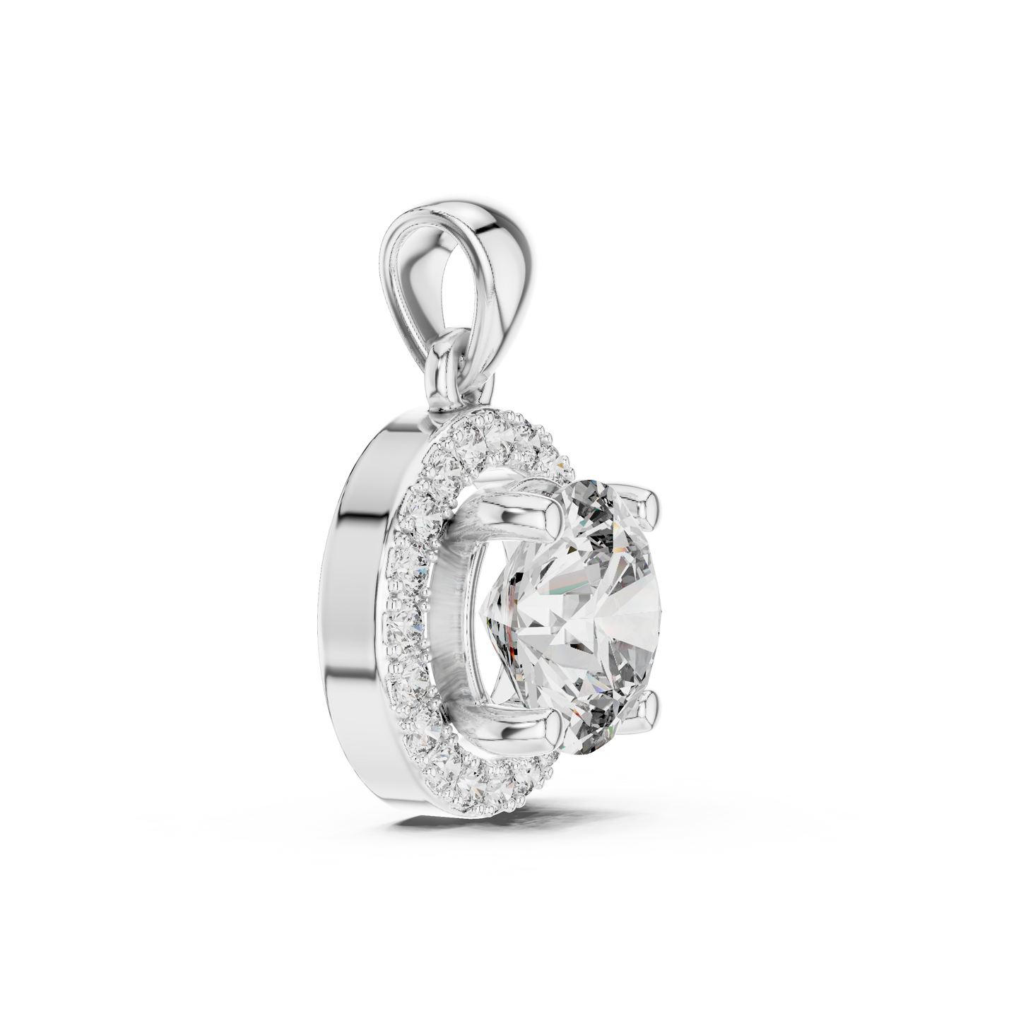 Halo Diamond Solitaire Pendant Necklace | Elegant Chain Necklace