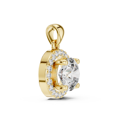 Halo Diamond Solitaire Pendant Necklace | Elegant Chain Necklace
