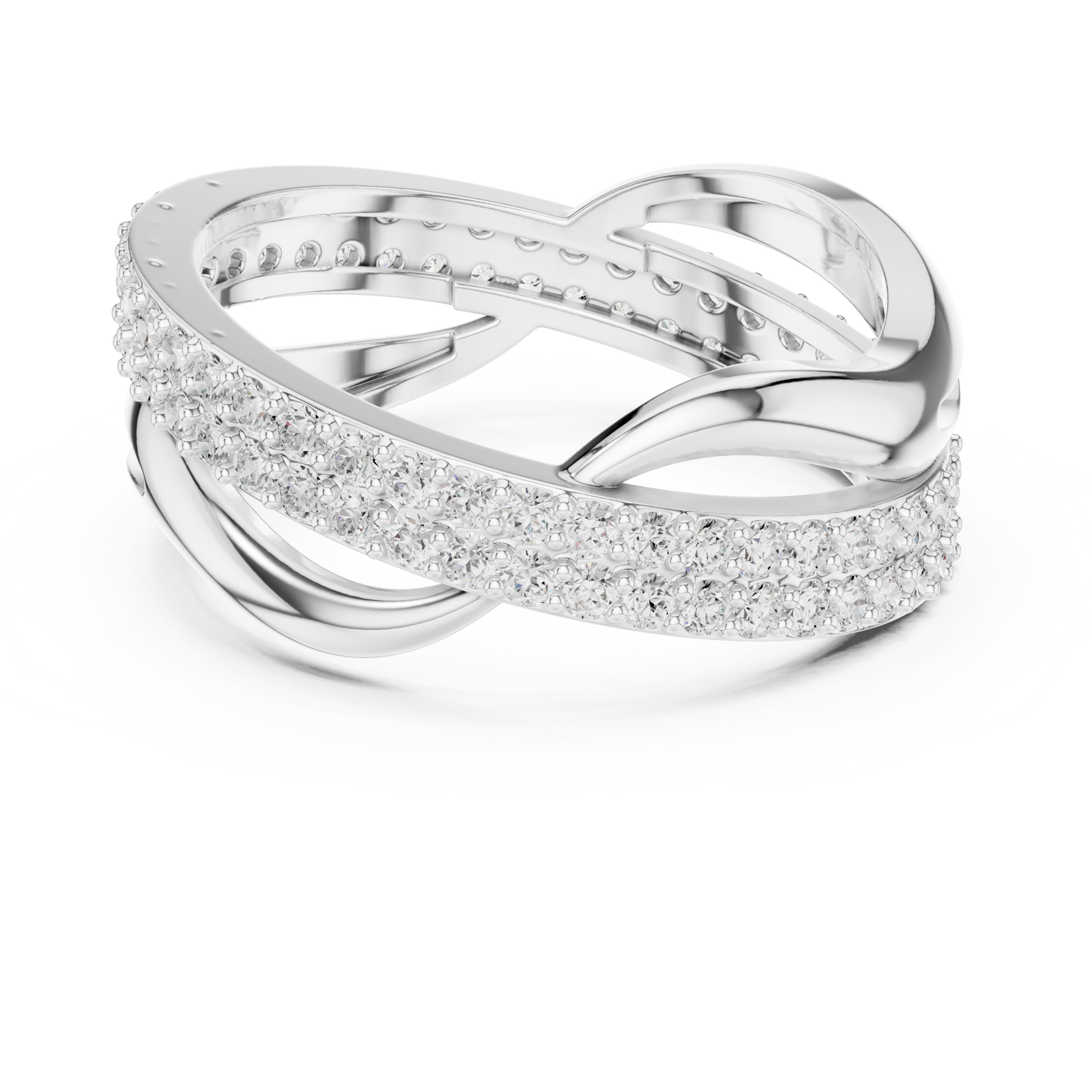 Matisha Infinity Twisted Diamond Ring in 935 silver

Elegant white gold ring with twisted infinity diamond design

Modern women’s ring featuring sparkling diamonds in infinity twist