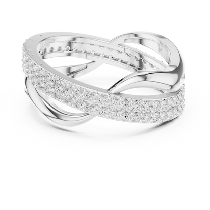 Matisha Infinity Twisted Diamond Ring in 935 silver

Elegant white gold ring with twisted infinity diamond design

Modern women’s ring featuring sparkling diamonds in infinity twist