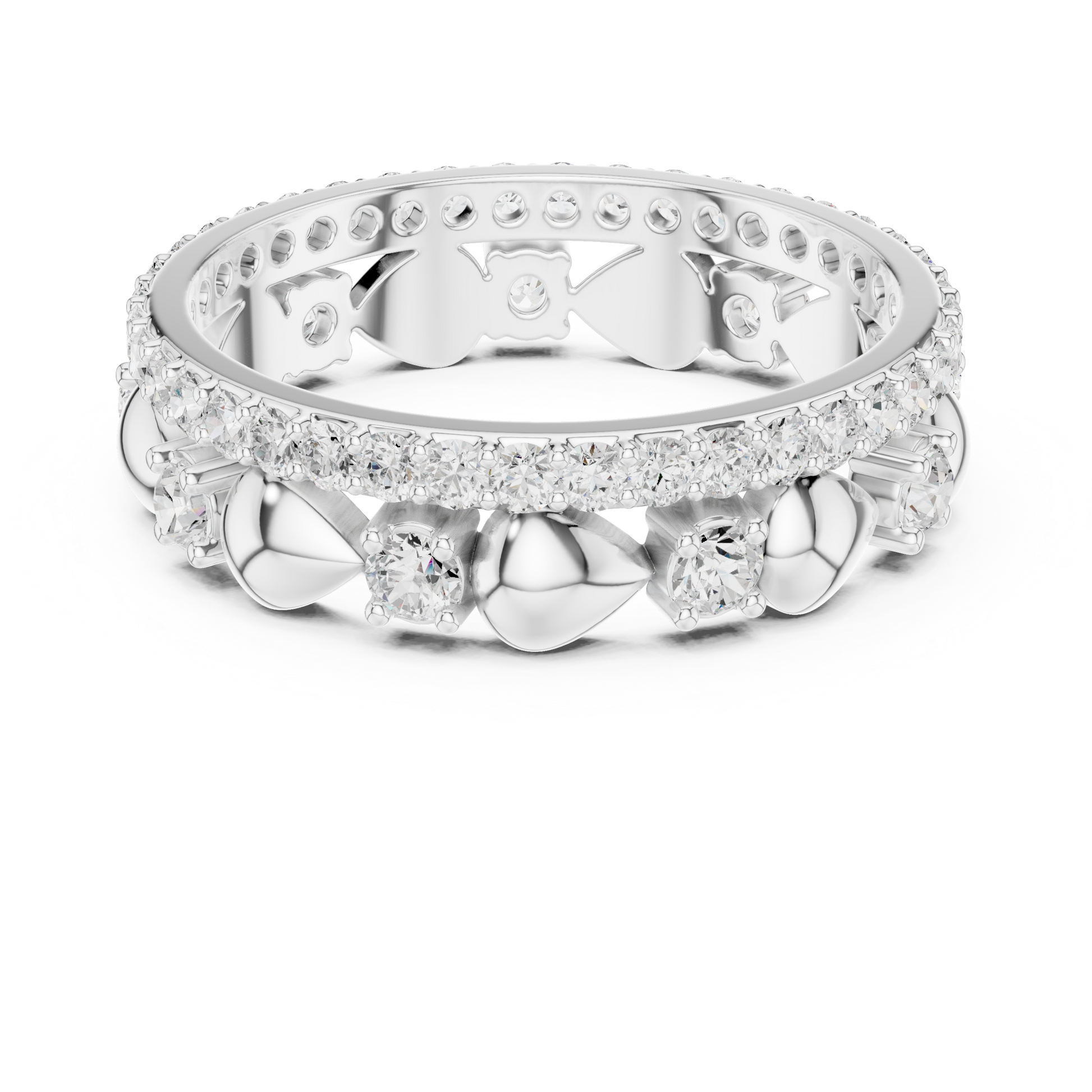 Lab-grown diamond eternity band in sterling silver

Elegant sterling silver ring featuring continuous lab-grown diamonds

Women’s eternity band with full circle diamond setting