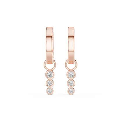 White Gold Bezel Diamond Drop Huggie Hoop Earrings