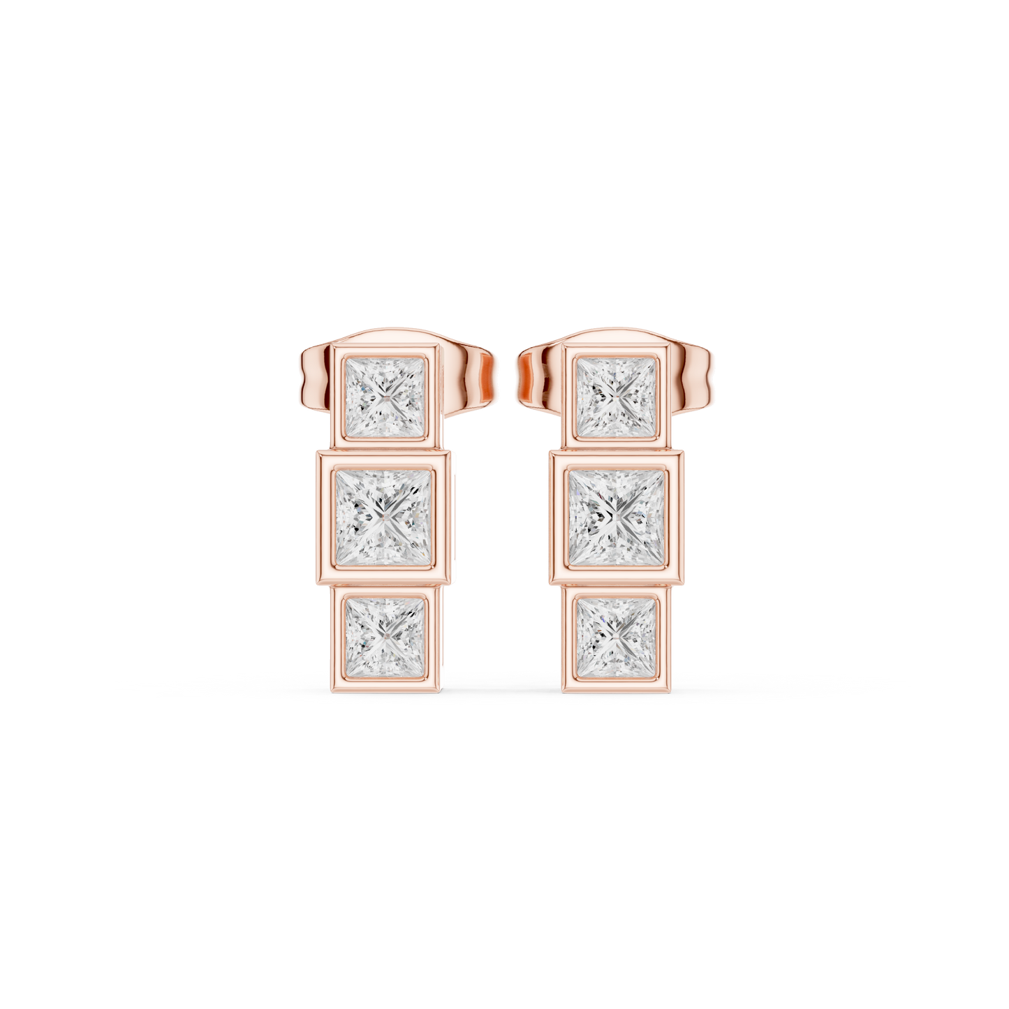Princess-Cut Diamond Stud Earrings | Timeless Square Brilliance