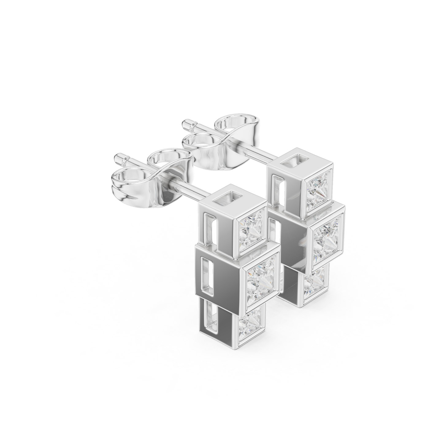 Princess-Cut Diamond Stud Earrings | Timeless Square Brilliance