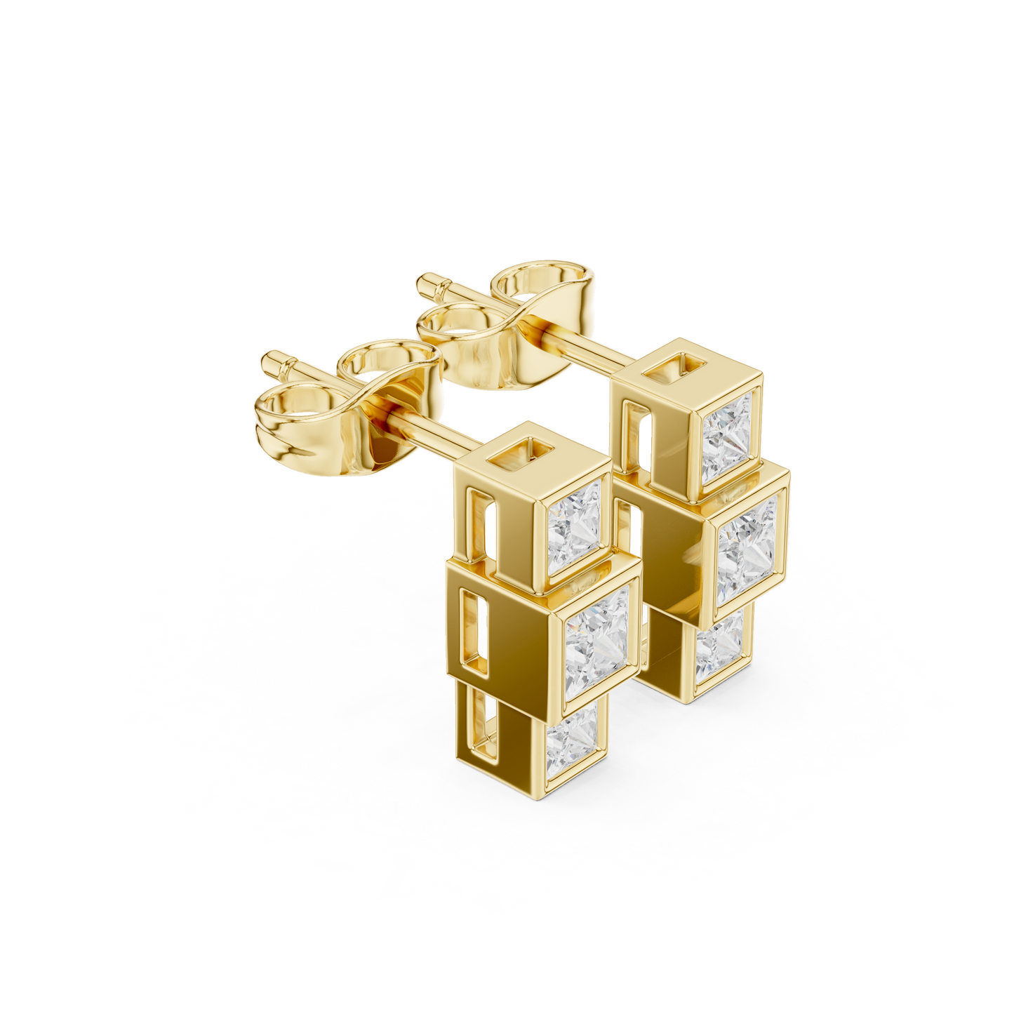 Princess-Cut Diamond Stud Earrings | Timeless Square Brilliance