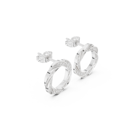 Silver Twisted Hoop Earrings | Classic Elegant Everyday Hoops