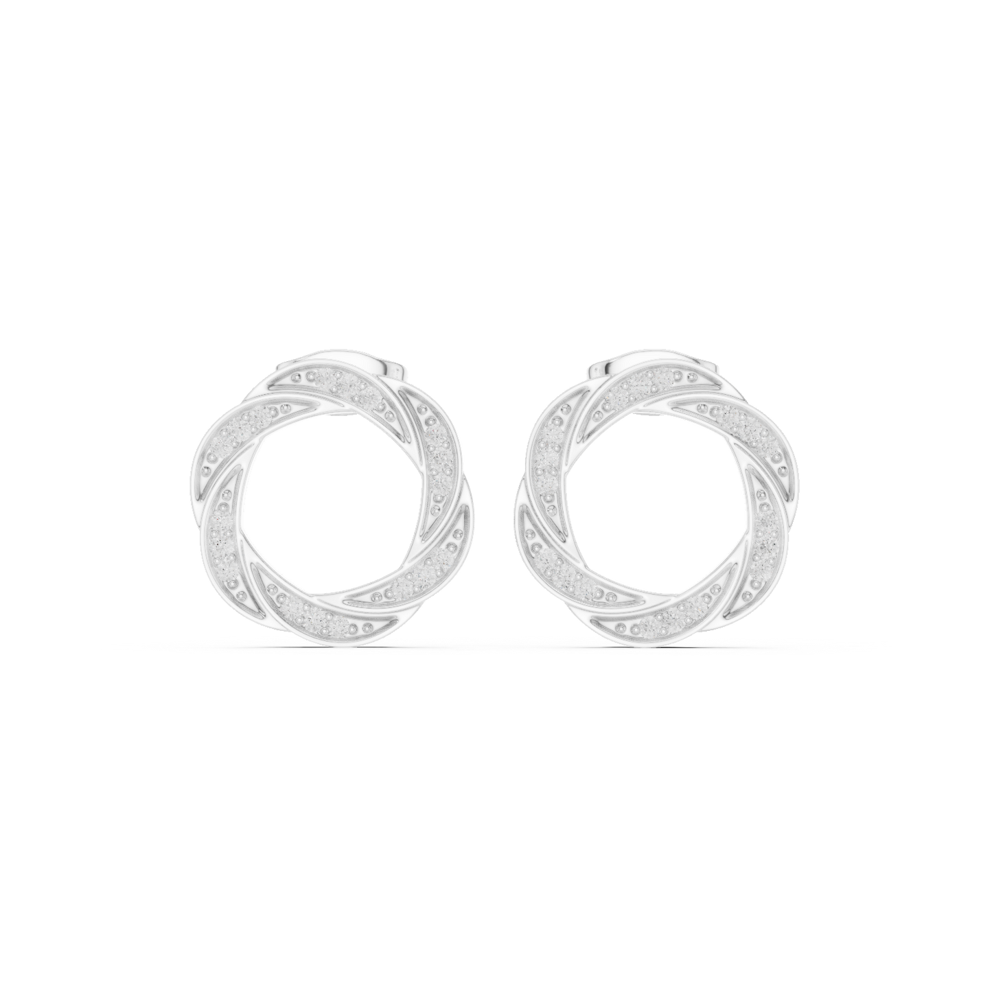 Silver twisted hoop earrings featuring a polished intertwined design with a sleek modern finish