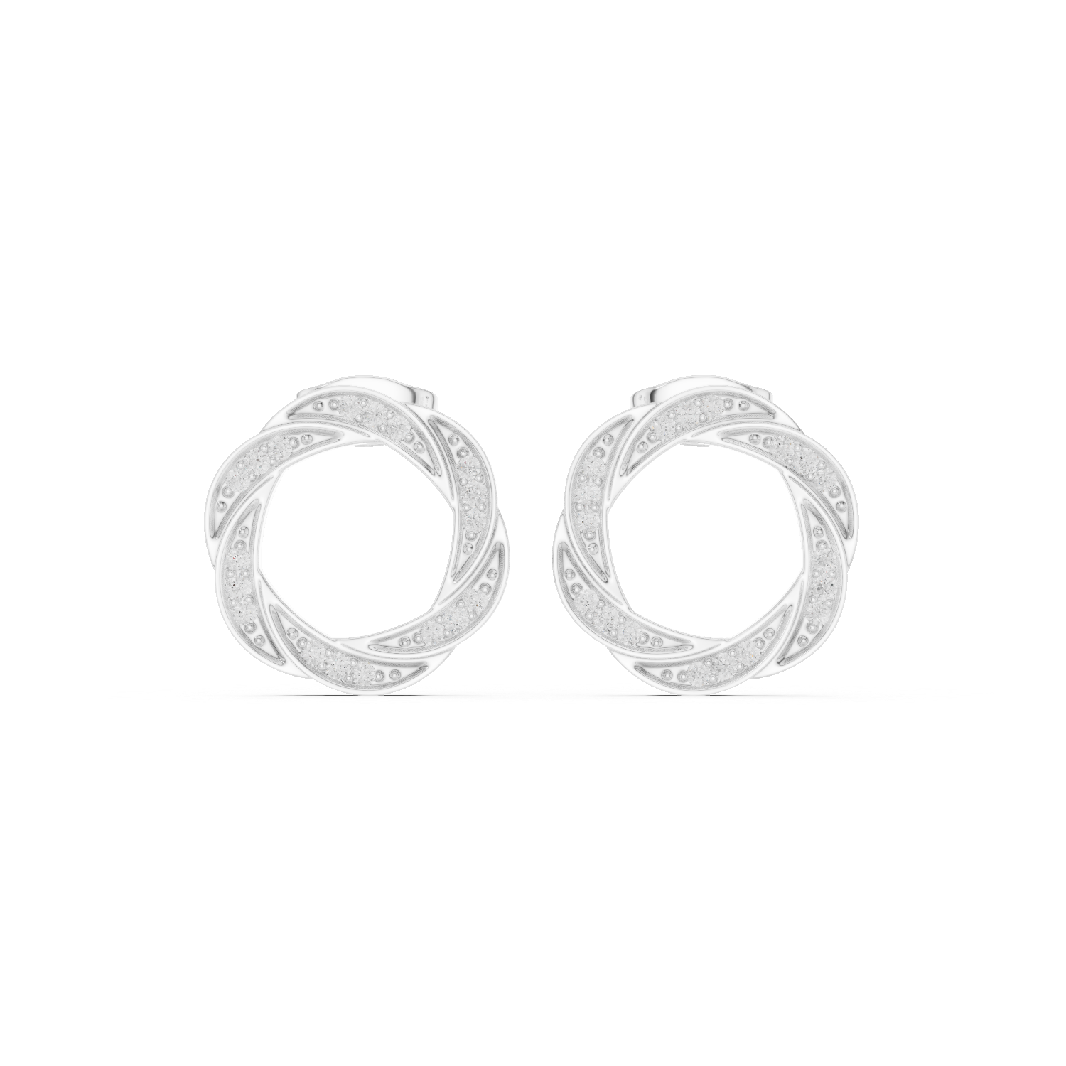 Silver twisted hoop earrings featuring a polished intertwined design with a sleek modern finish