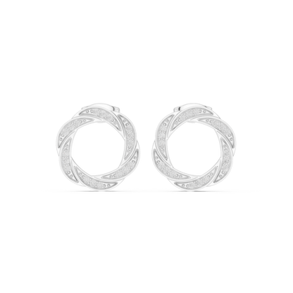 Silver twisted hoop earrings featuring a polished intertwined design with a sleek modern finish