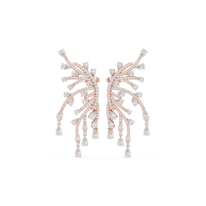 White Diamond Wing-Shaped Ear Climber Earrings | Elegant Statement Design