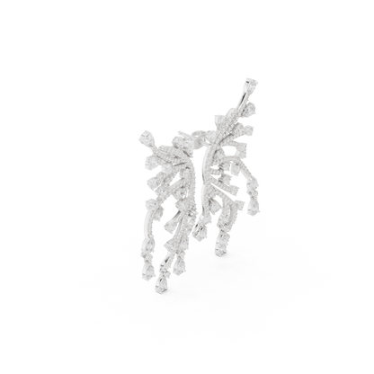 White Diamond Wing-Shaped Ear Climber Earrings | Elegant Statement Design