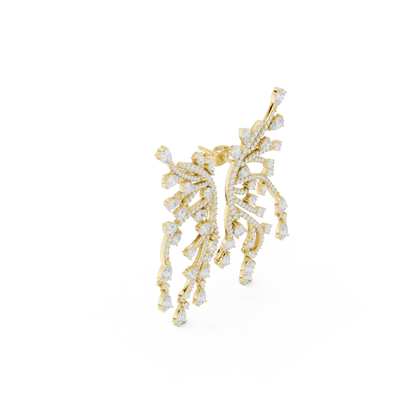 White Diamond Wing-Shaped Ear Climber Earrings | Elegant Statement Design