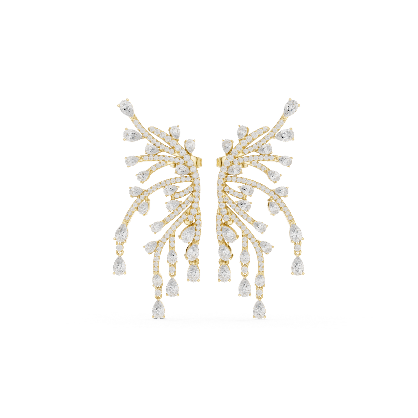 White Diamond Wing-Shaped Ear Climber Earrings | Elegant Statement Design