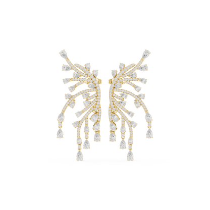 White Diamond Wing-Shaped Ear Climber Earrings | Elegant Statement Design