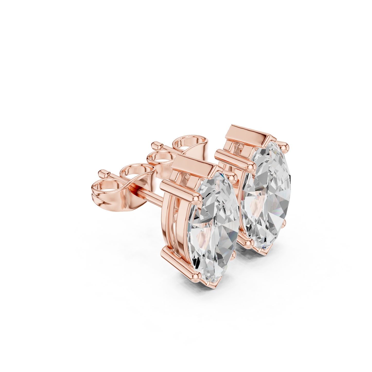 Marquise-Cut Diamond Solitaire Stud Earrings | Timeless Elegance