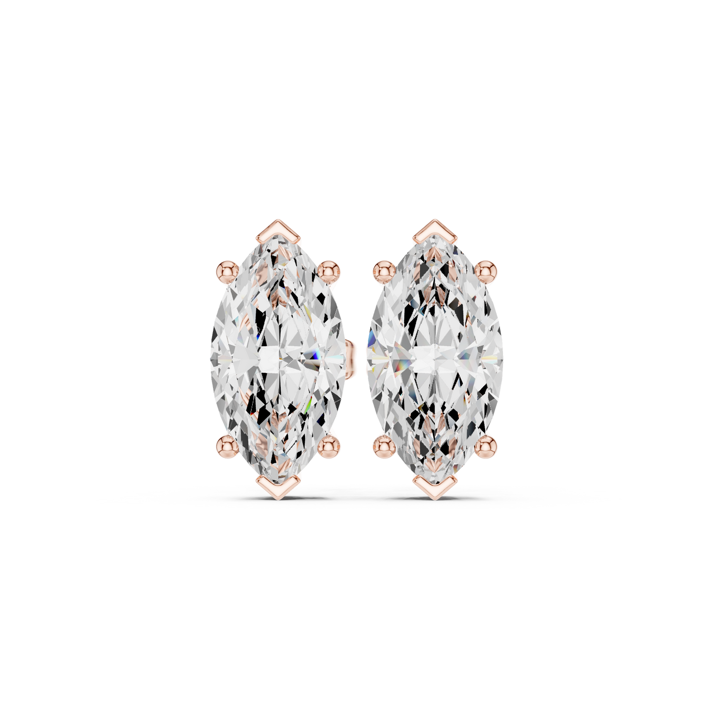 Marquise-Cut Diamond Solitaire Stud Earrings | Timeless Elegance