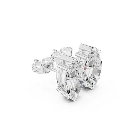 Marquise-Cut Diamond Solitaire Stud Earrings | Timeless Elegance