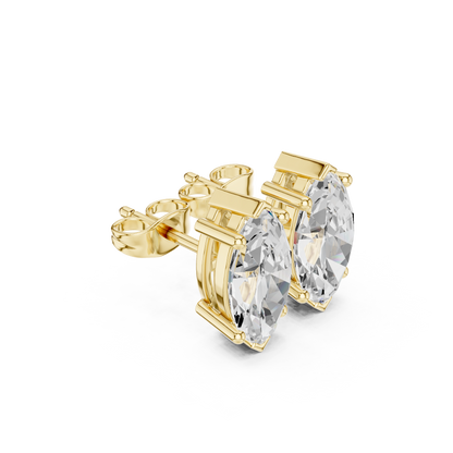 Marquise-Cut Diamond Solitaire Stud Earrings | Timeless Elegance