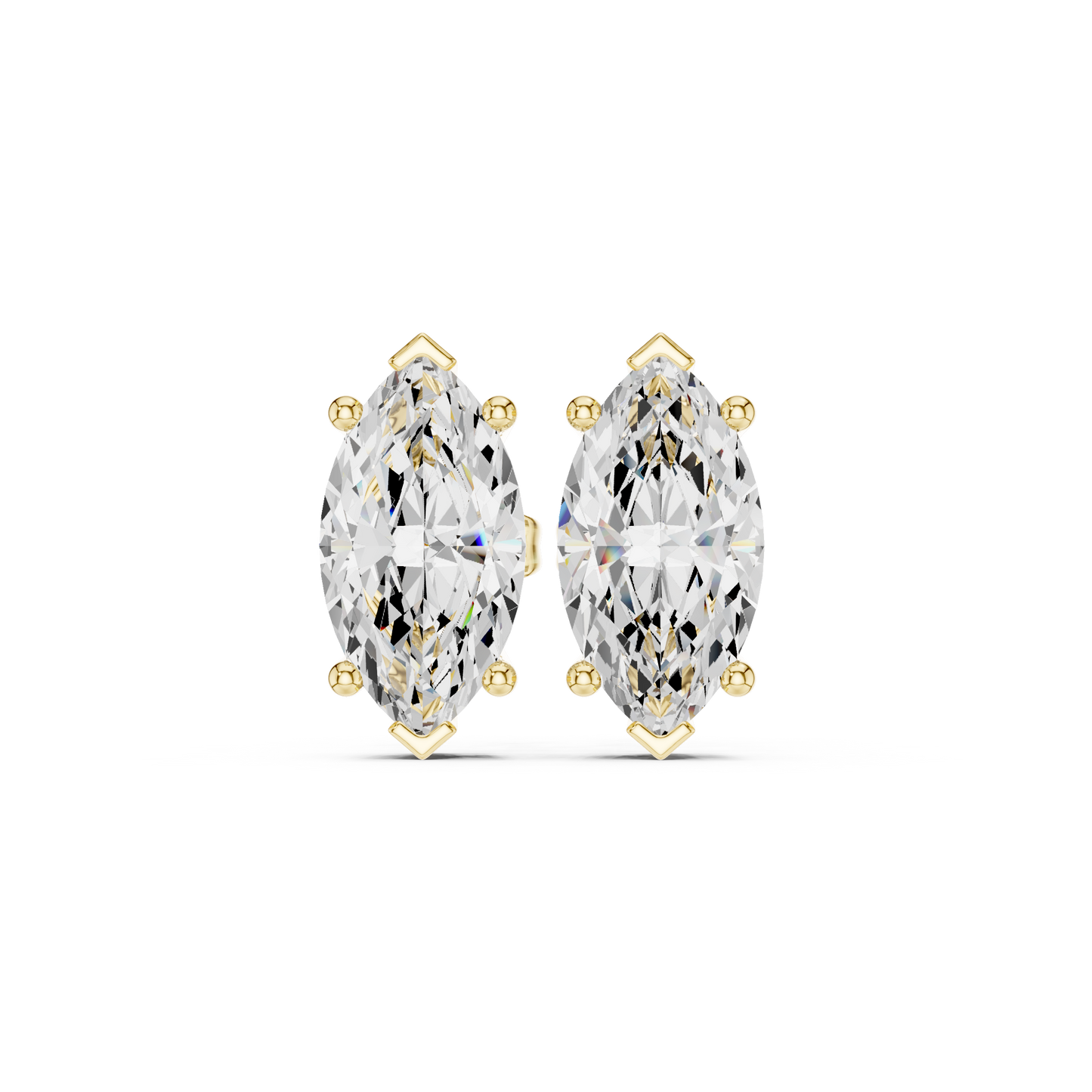 Marquise-Cut Diamond Solitaire Stud Earrings | Timeless Elegance