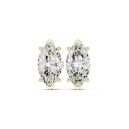 Marquise-Cut Diamond Solitaire Stud Earrings | Timeless Elegance