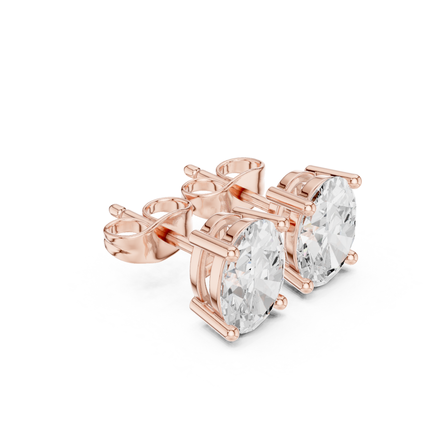 Lab-Grown Oval Diamond Solitaire Stud Earrings | Four-Prong Basket Setting