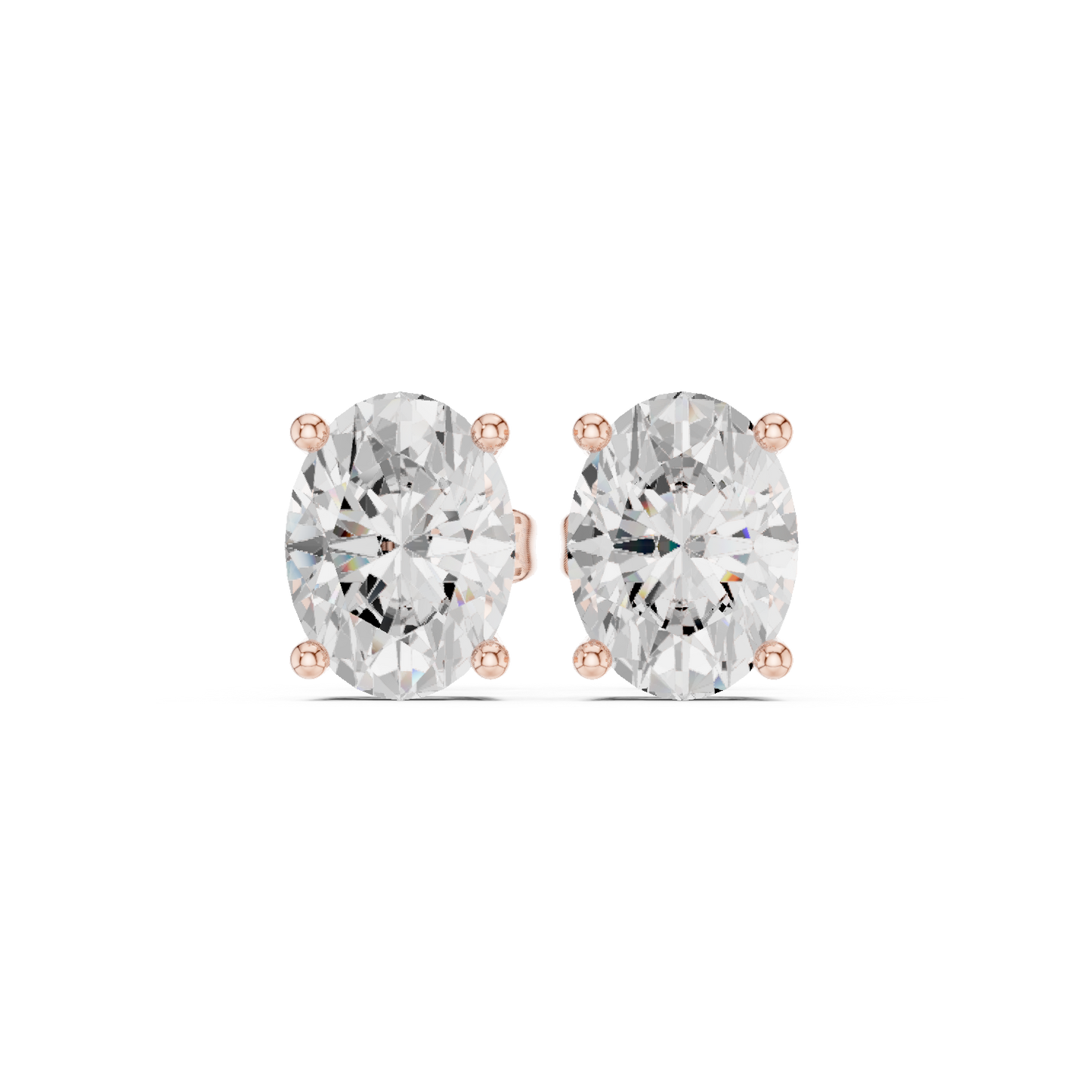 Lab-Grown Oval Diamond Solitaire Stud Earrings | Four-Prong Basket Setting