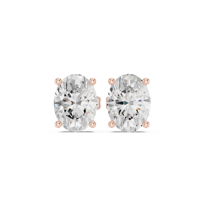 Lab-Grown Oval Diamond Solitaire Stud Earrings | Four-Prong Basket Setting