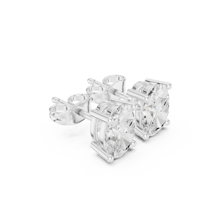 Lab-Grown Oval Diamond Solitaire Stud Earrings | Four-Prong Basket Setting