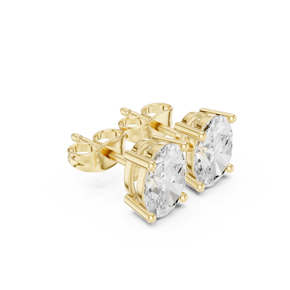 Lab-Grown Oval Diamond Solitaire Stud Earrings | Four-Prong Basket Setting