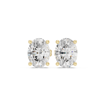 Lab-Grown Oval Diamond Solitaire Stud Earrings | Four-Prong Basket Setting