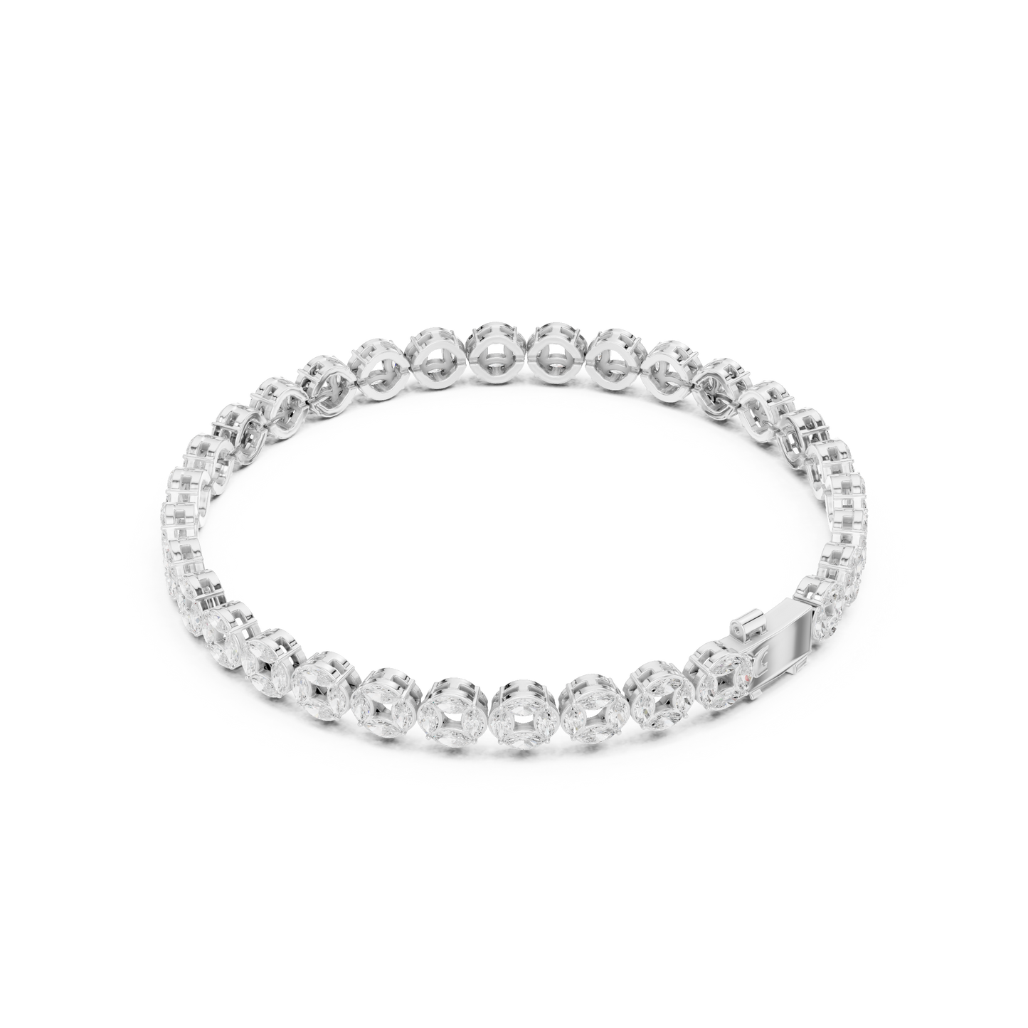 Chinese Coin-Inspired Bracelet | White Stone Elegance