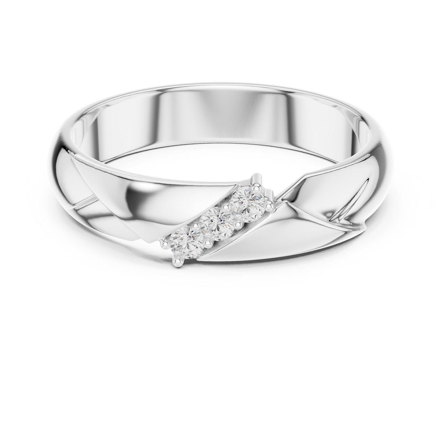 Bond Luxe diamond men’s ring featuring a bold polished band with precision-set diamonds