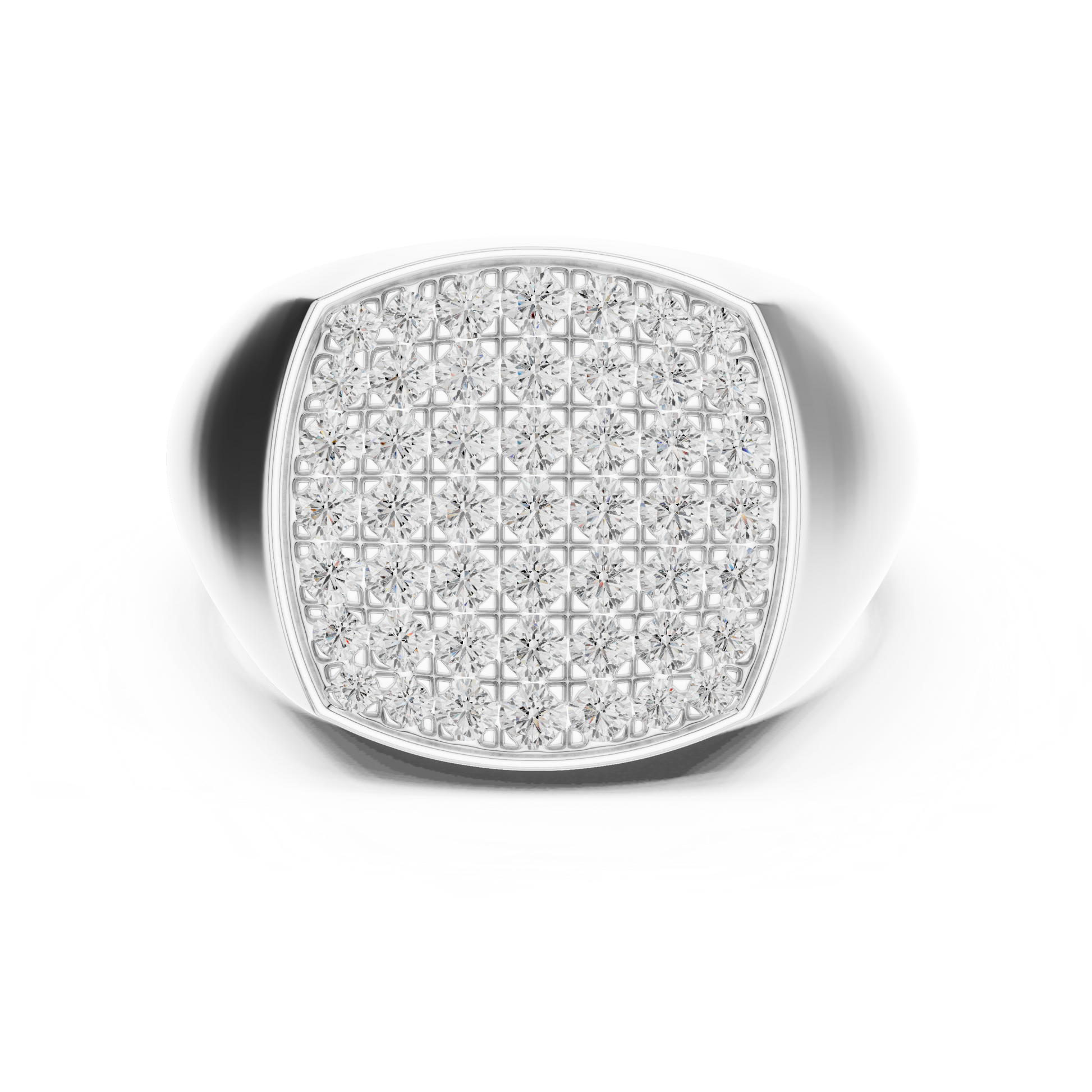 The Gerard Ring featuring two rows of pavé-set diamonds in a high-polish gold or silver finish