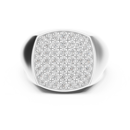 The Gerard Ring featuring two rows of pavé-set diamonds in a high-polish gold or silver finish