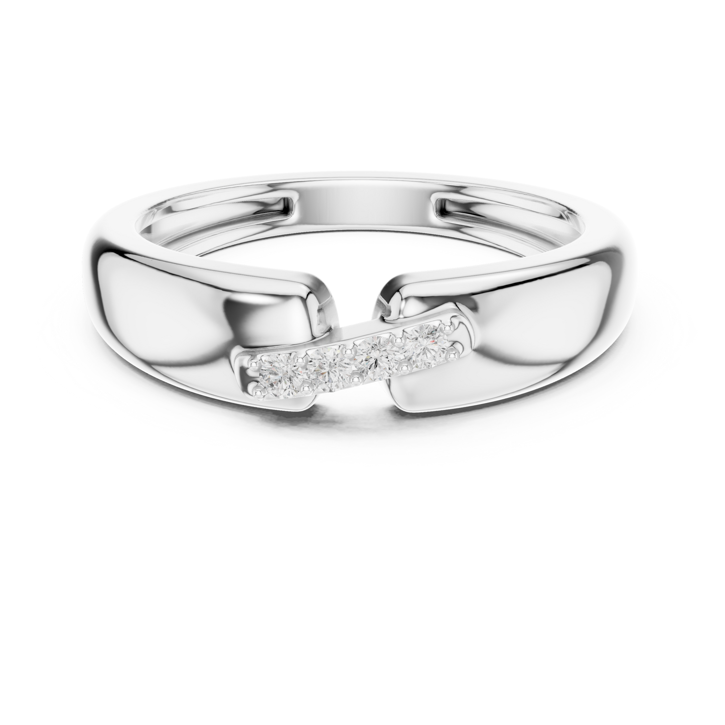 Open cuff diamond ring featuring an open-ended design with sparkling diamonds in a polished precious metal finish