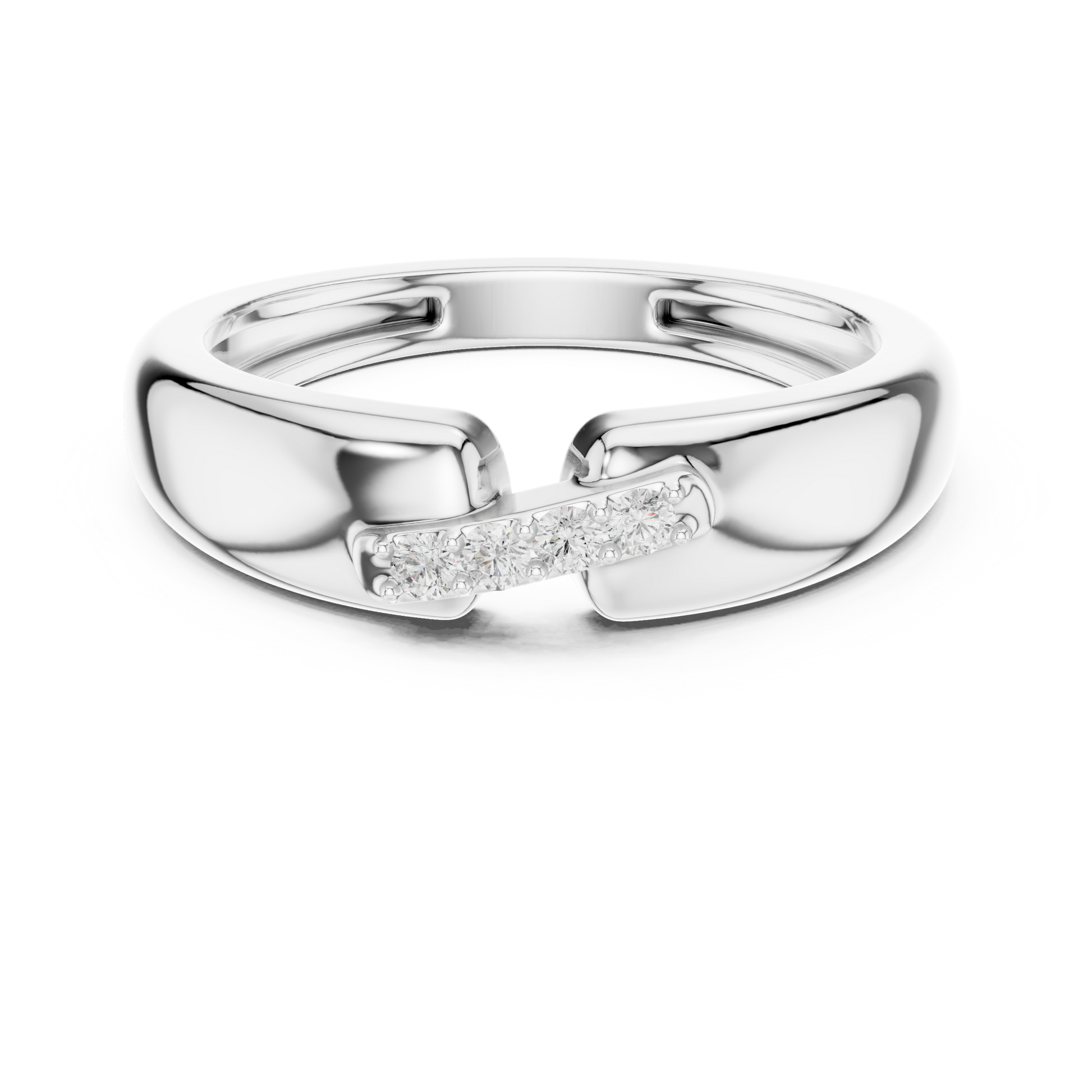 Open cuff diamond ring featuring an open-ended design with sparkling diamonds in a polished precious metal finish