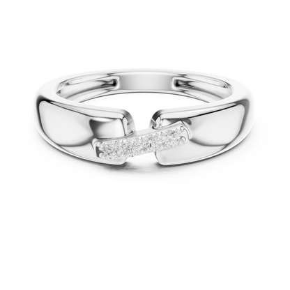 Open cuff diamond ring featuring an open-ended design with sparkling diamonds in a polished precious metal finish