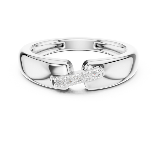 Open cuff diamond ring featuring an open-ended design with sparkling diamonds in a polished precious metal finish