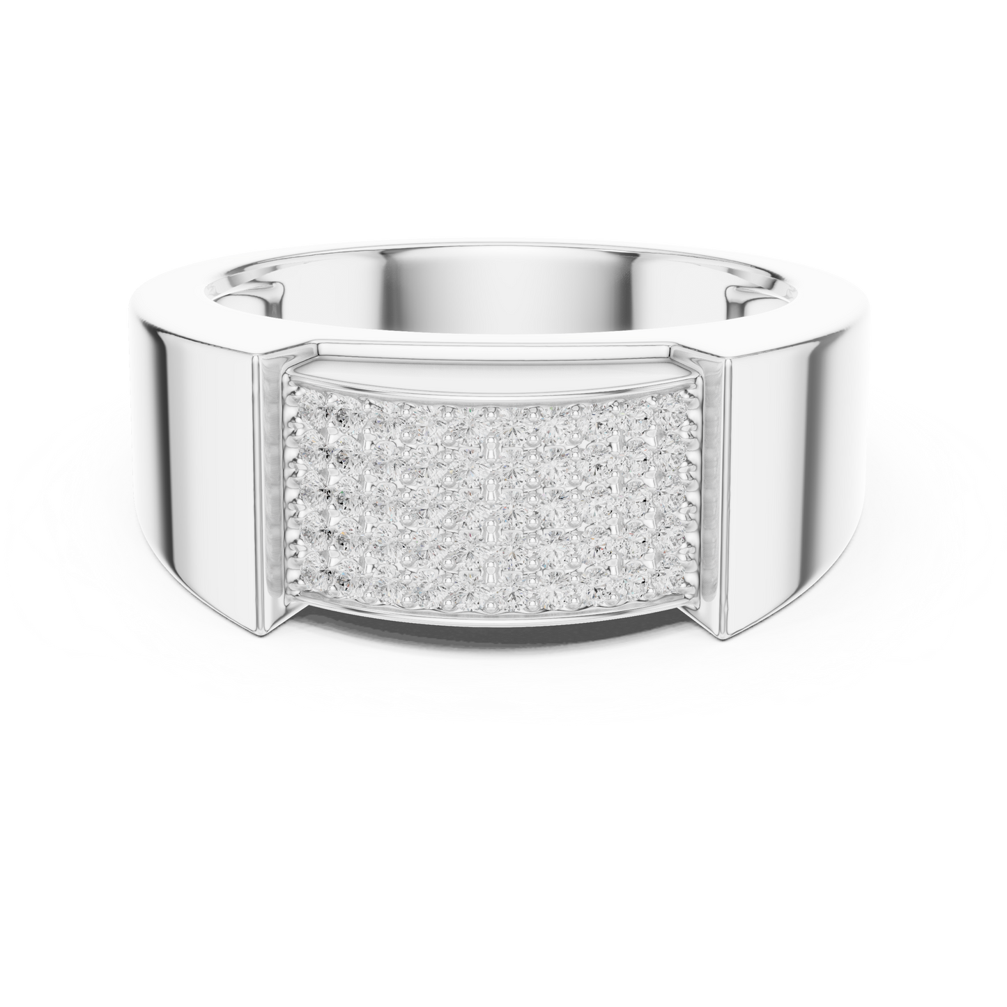 Wide band ring featuring pavé-set lab-grown diamonds in a high-polish precious metal finish