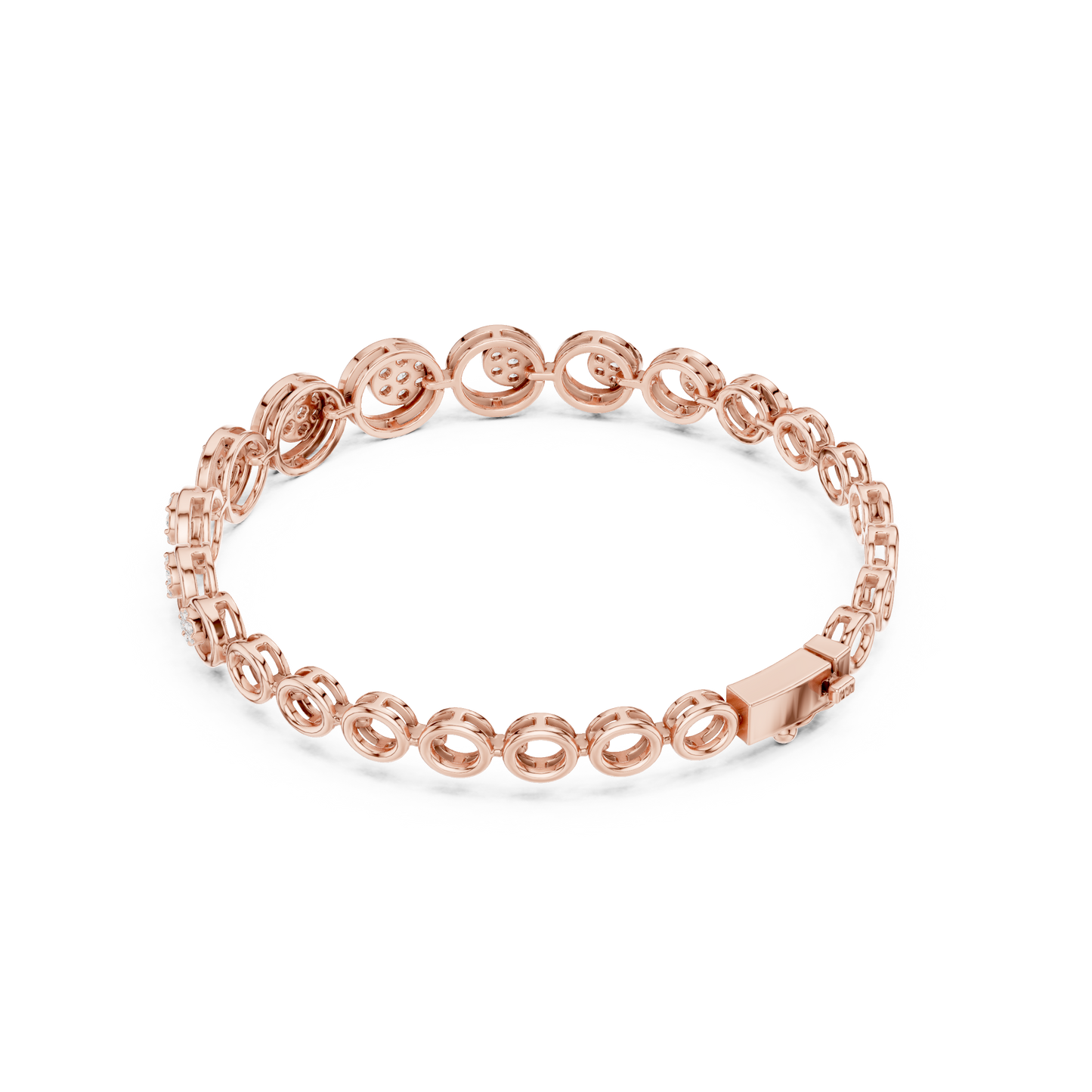 Round Rose-Cut Diamond Wheel Link Bracelet | Miracle Plate Setting