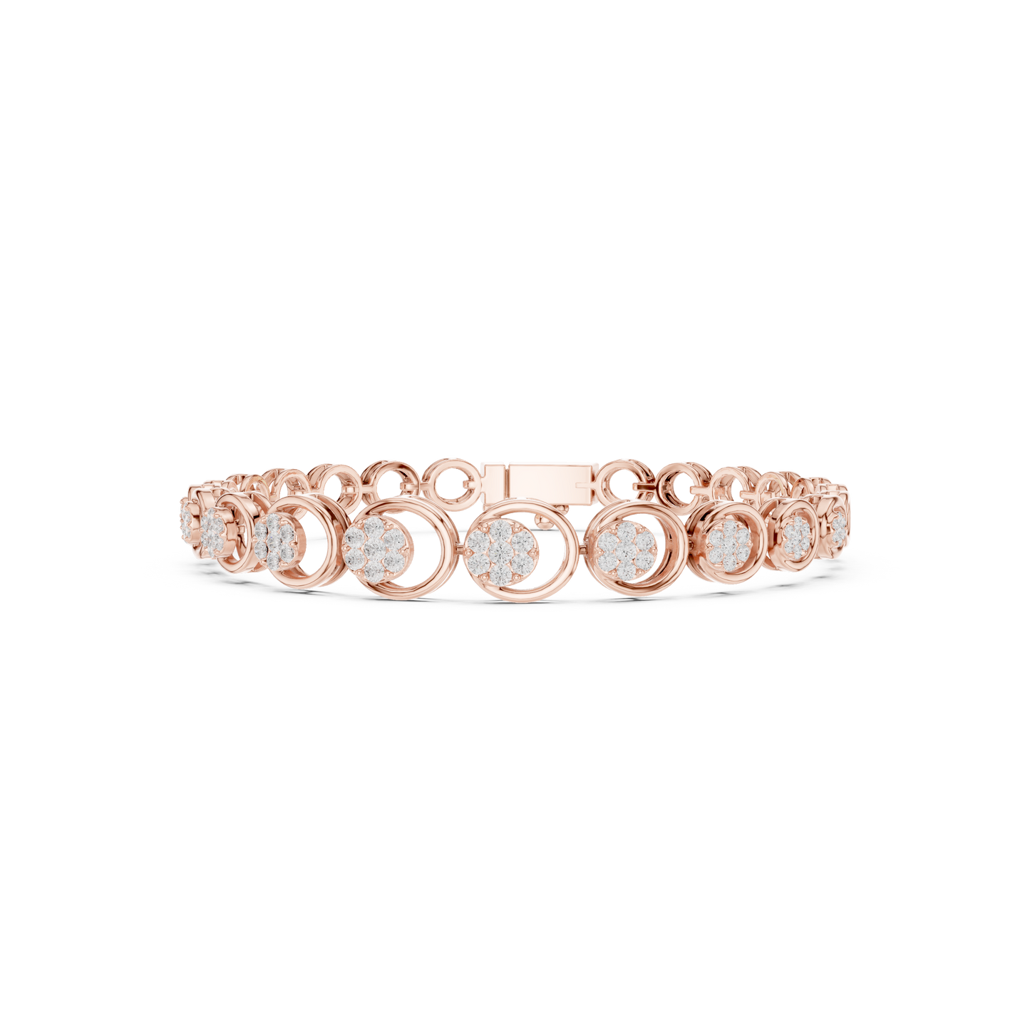 Round Rose-Cut Diamond Wheel Link Bracelet | Miracle Plate Setting