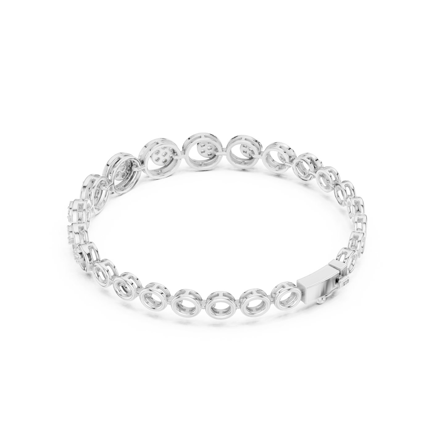 Round Rose-Cut Diamond Wheel Link Bracelet | Miracle Plate Setting