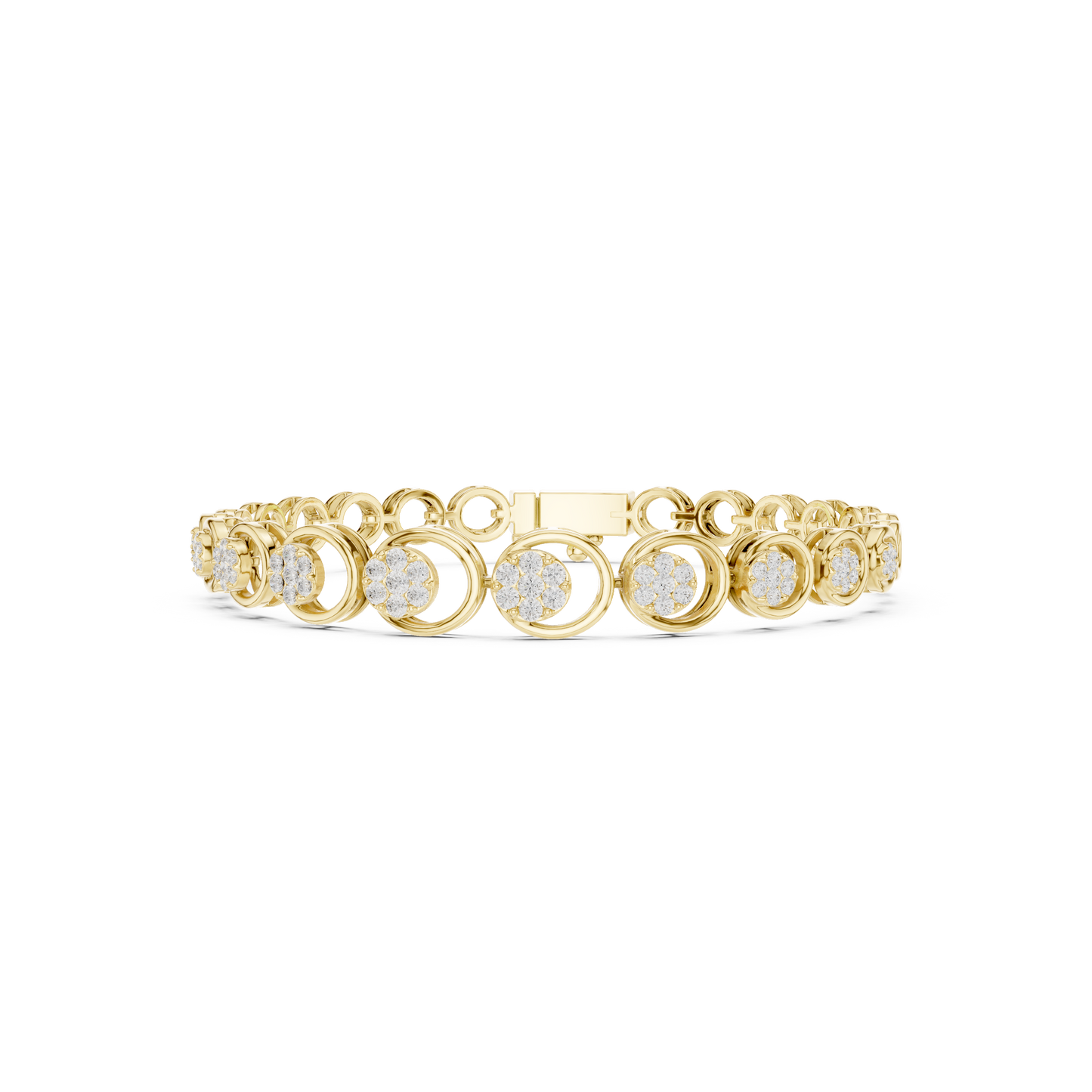 Round Rose-Cut Diamond Wheel Link Bracelet | Miracle Plate Setting