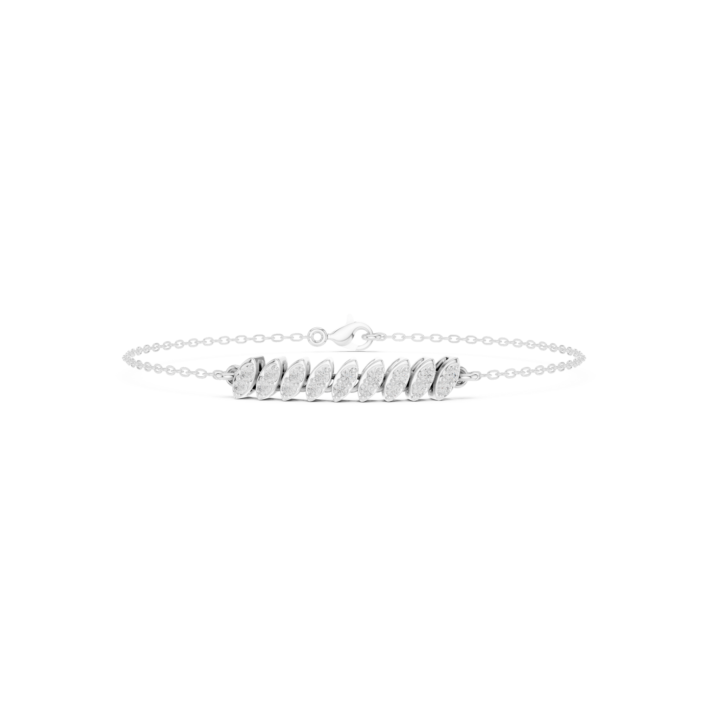 Marquise diamond chain bracelet featuring elongated lab-grown diamonds set along a polished precious metal chain