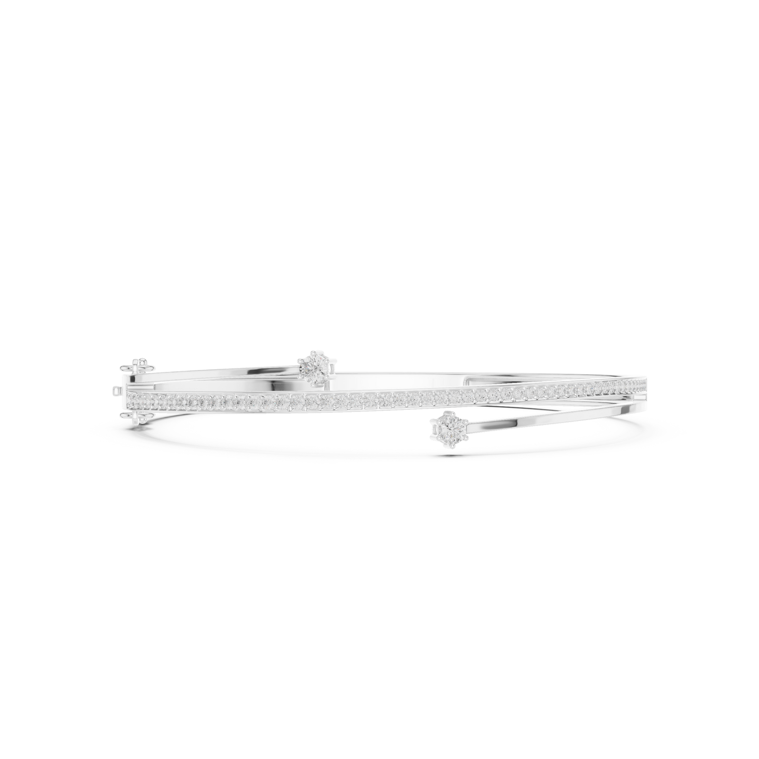 Double row diamond bracelet featuring two stacked rows of small lab-grown diamonds in a polished precious metal setting