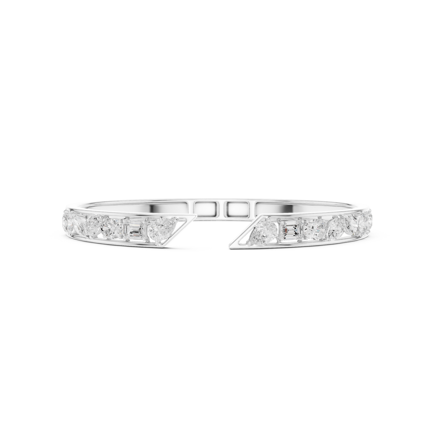 Open-filigree cuff bracelet featuring intricate openwork detailing in polished sterling silver