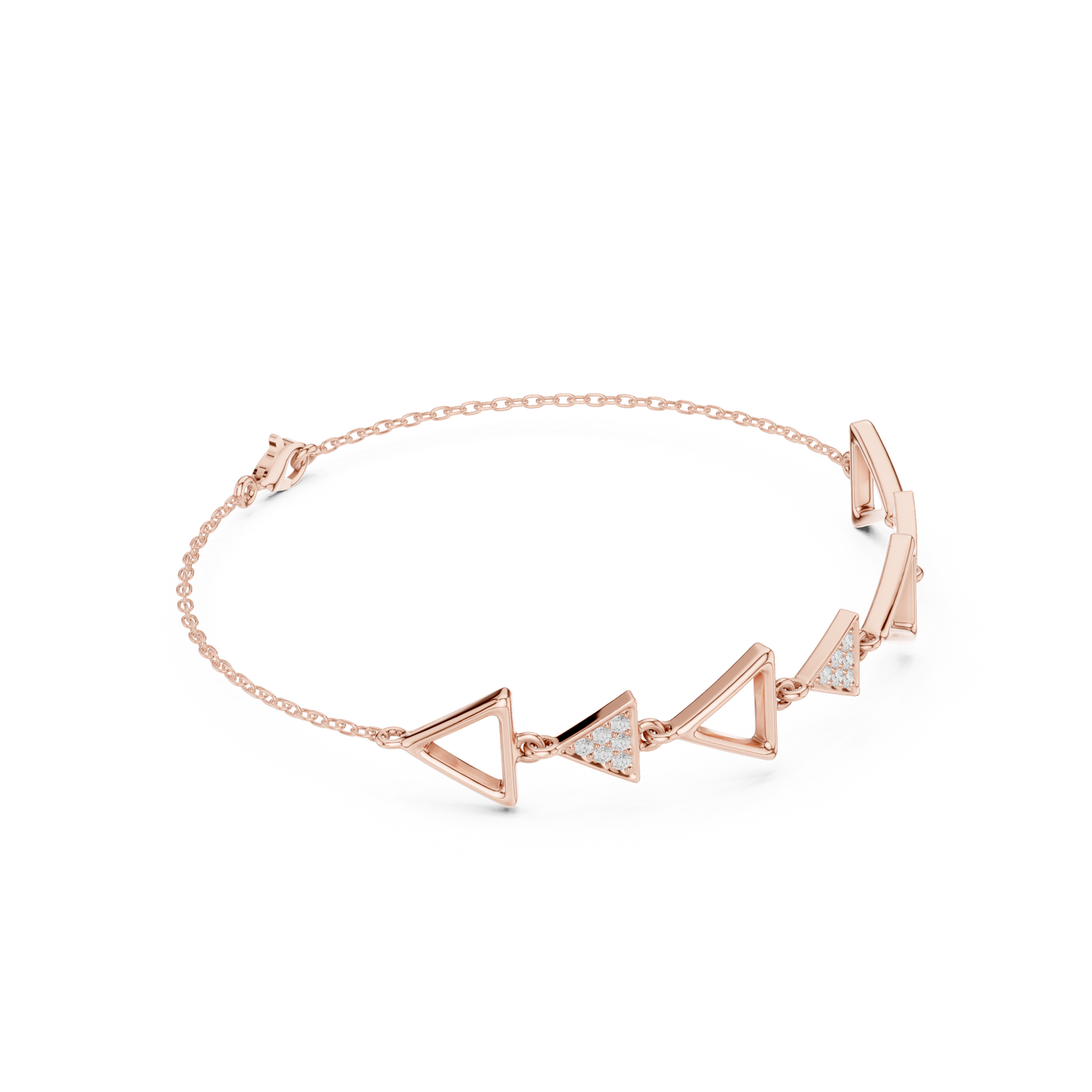 Sterling Silver Triangle Charm Geometric Bracelet