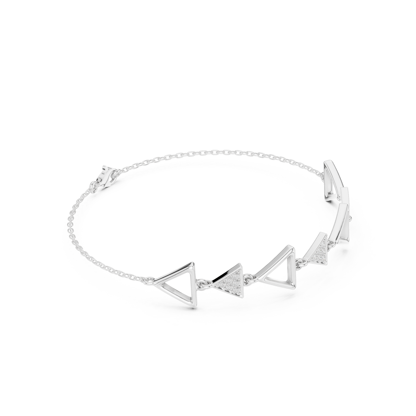 Sterling Silver Triangle Charm Geometric Bracelet