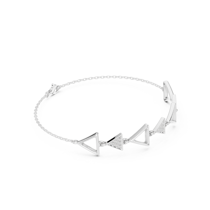 Sterling Silver Triangle Charm Geometric Bracelet