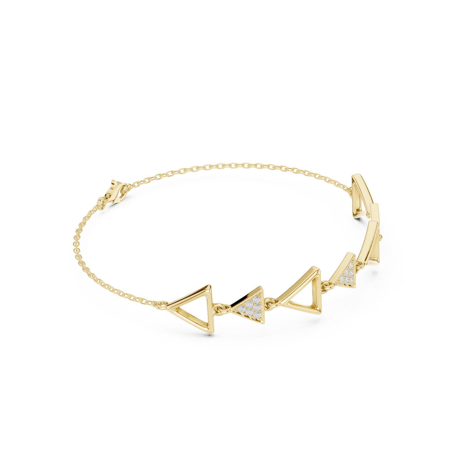 Sterling Silver Triangle Charm Geometric Bracelet